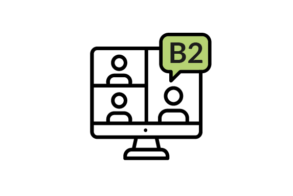 Icon für Online-Kursraum B2 in dunkelgrün